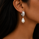 Load image into Gallery viewer, Arabella Hoopies with Pearls Sterling Silver
