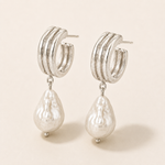 Load image into Gallery viewer, Arabella Hoopies with Pearls Sterling Silver
