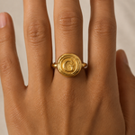 Load image into Gallery viewer, Round Letter Ring - Gold Plated
