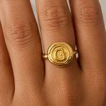 Load image into Gallery viewer, Round Letter Ring - Gold Plated
