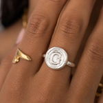Load image into Gallery viewer, Round Letter Ring - Sterling Silver
