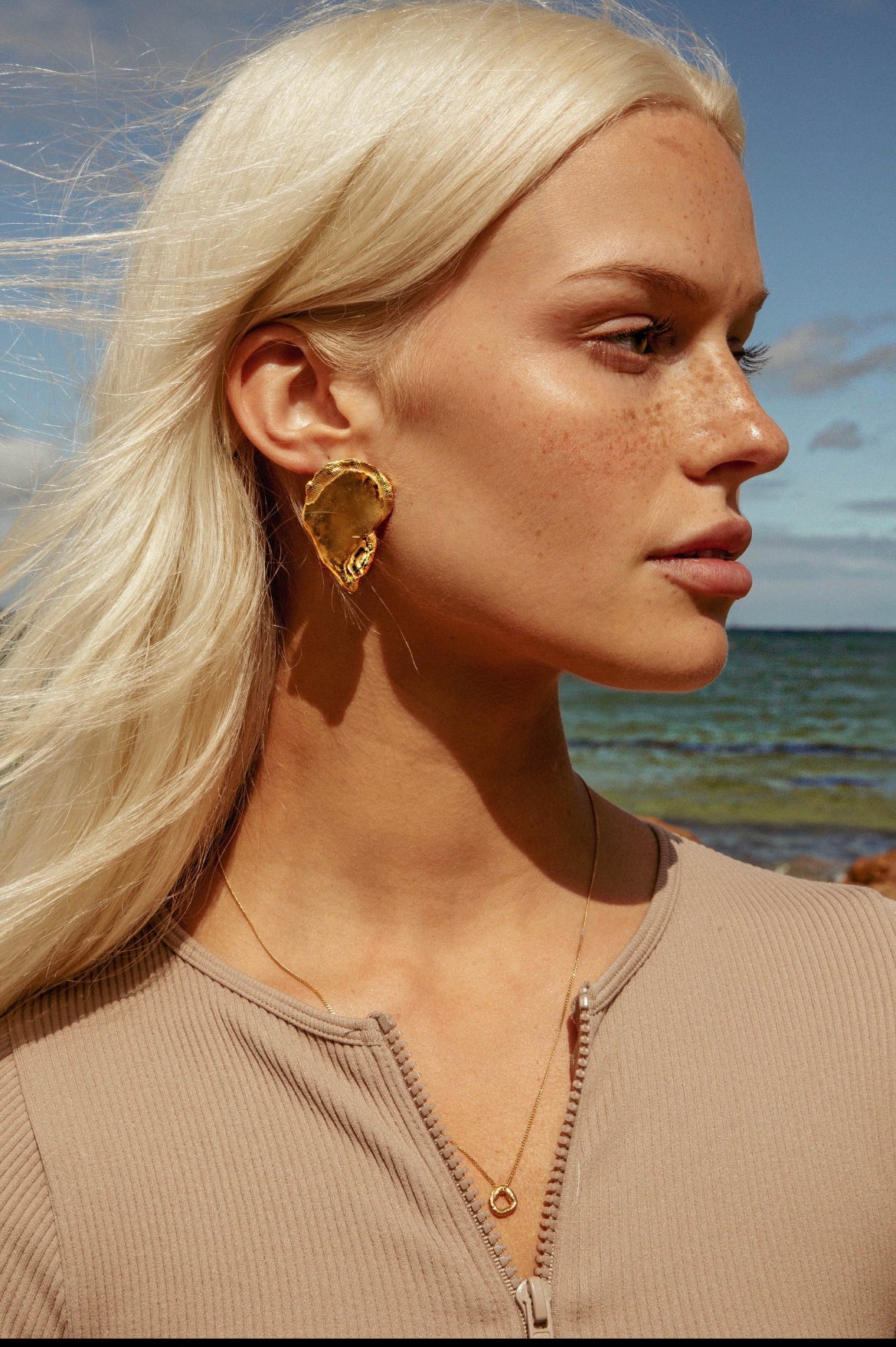Ostrea Earrings - 22k Gold Plated