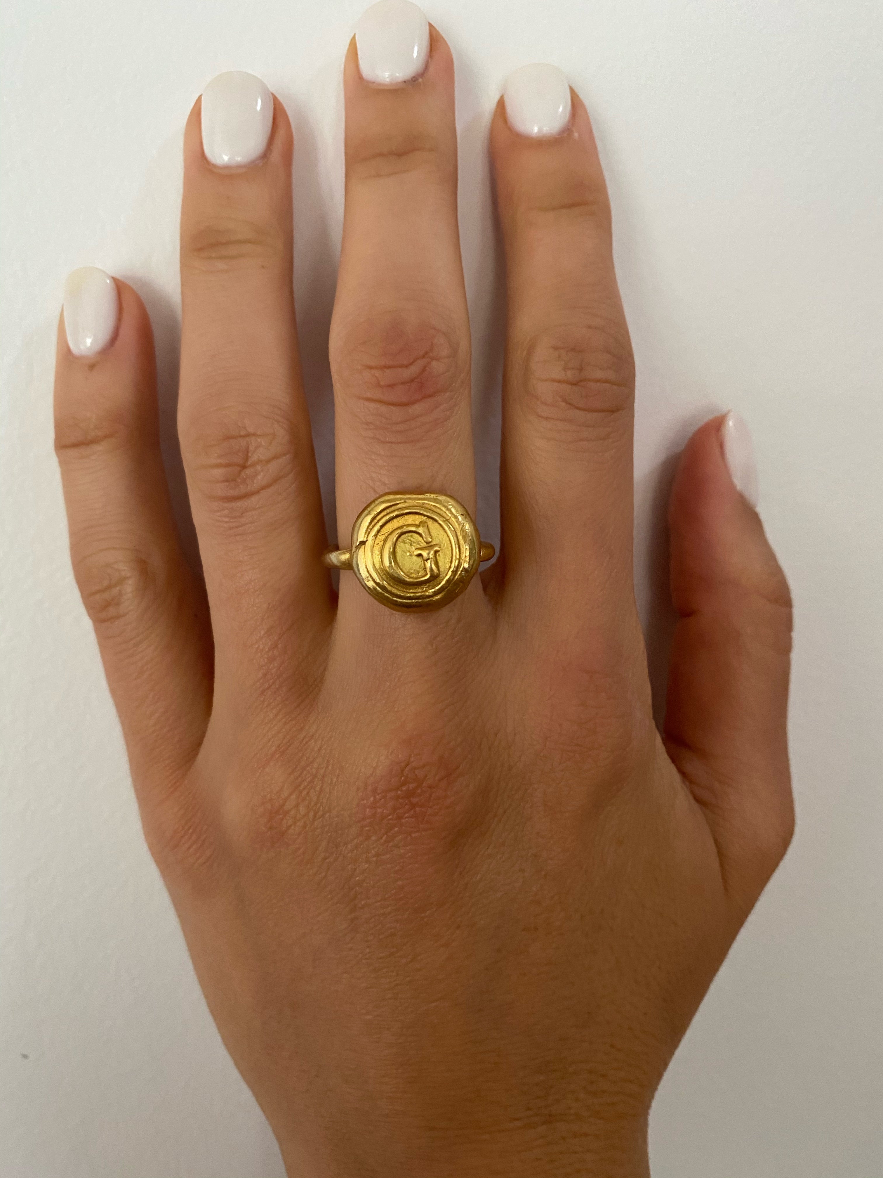 Gold Plated Round Personalised Ring